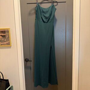 Long sweetheart green strapless dress